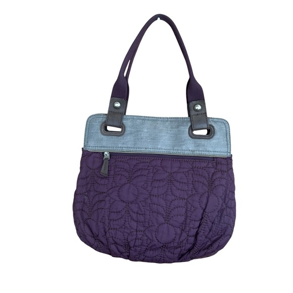 Fossil Purple Quilted Tote Satchel Handbag - Picture 5 of 8
